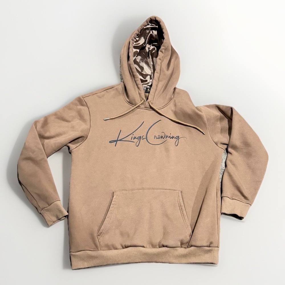 Kings Crowning Satin Lined Hoodie Brown Men's Large